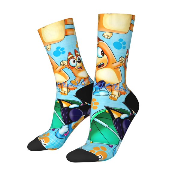Silaia Bluey Print Adult Socks, Athletic Socks, Mens and Womens Crew Cushion Socks,Work Athletic Running Socks,Casual Breathable Socks