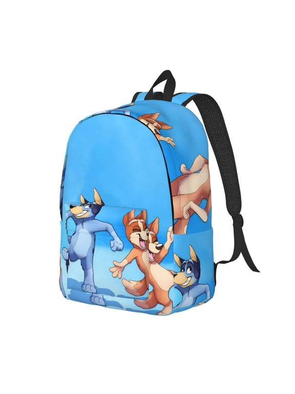 Bluey Print Canvas Durable Rugged Backpack for Men and Women, Laptop Sleeve, Travel, Work, Book bag Rucksack or Satchel-Small