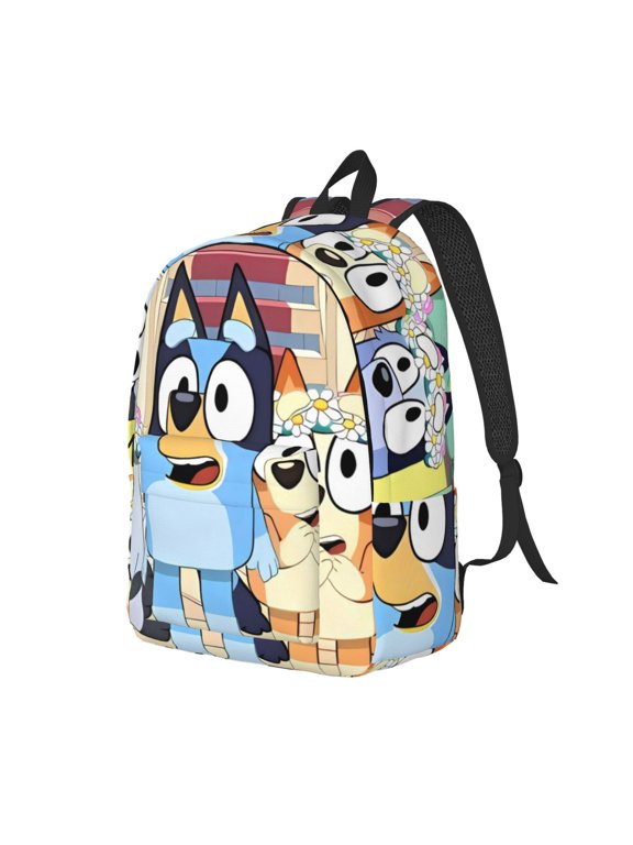 Bluey Print Canvas Durable Rugged Backpack for Men and Women, Laptop Sleeve, Travel, Work, Book bag Rucksack or Satchel-Small