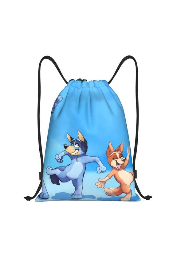 Bluey Print Drawstring Backpack,Sport Storage Bag,Cinch Bags,Drawstring Backpack,String Bag for Gym Shopping Sport Yoga-Medium