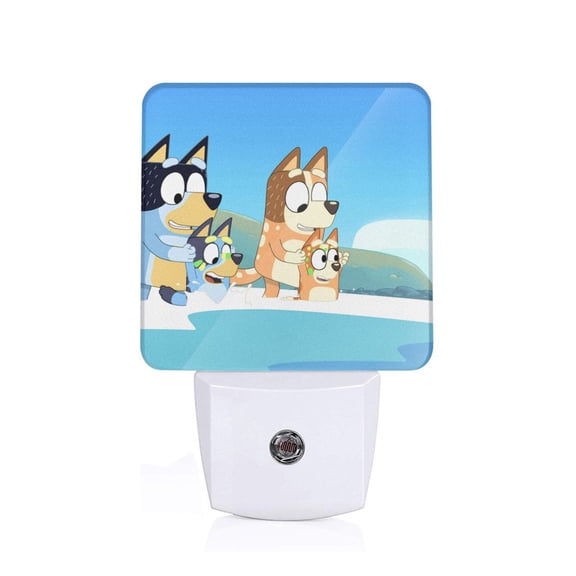 Silaia Bluey Print LED Dimmable Night Light, Plug in Night Light with Dusk to Dawn Sensor,Efficient Decor Desk Lamp,Bright Mini Wall Night Light for Kids Room, Stairway-US