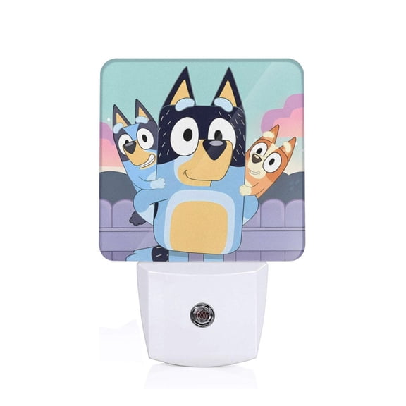 Silaia Bluey Print LED Dimmable Night Light, Plug in Night Light with Dusk to Dawn Sensor,Efficient Decor Desk Lamp,Bright Mini Wall Night Light for Kids Room, Stairway-US