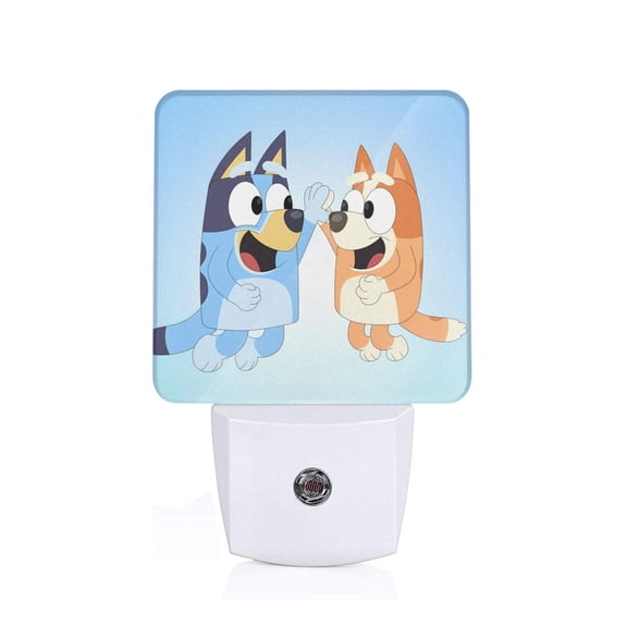Silaia Bluey Print LED Dimmable Night Light, Plug in Night Light with Dusk to Dawn Sensor,Efficient Decor Desk Lamp,Bright Mini Wall Night Light for Kids Room, Stairway-US