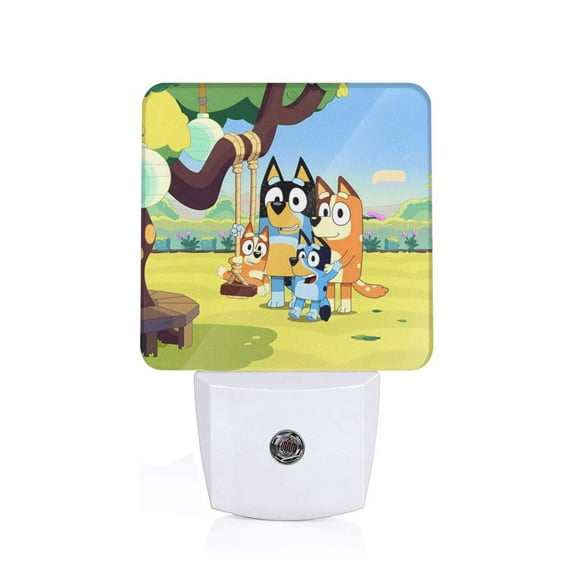 Silaia Bluey Print LED Dimmable Night Light, Plug in Night Light with Dusk to Dawn Sensor,Efficient Decor Desk Lamp,Bright Mini Wall Night Light for Kids Room, Stairway-US