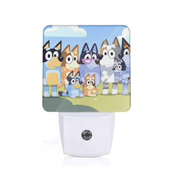 Silaia Bluey Print LED Dimmable Night Light, Plug in Night Light with Dusk to Dawn Sensor,Efficient Decor Desk Lamp,Bright Mini Wall Night Light for Kids Room, Stairway-US