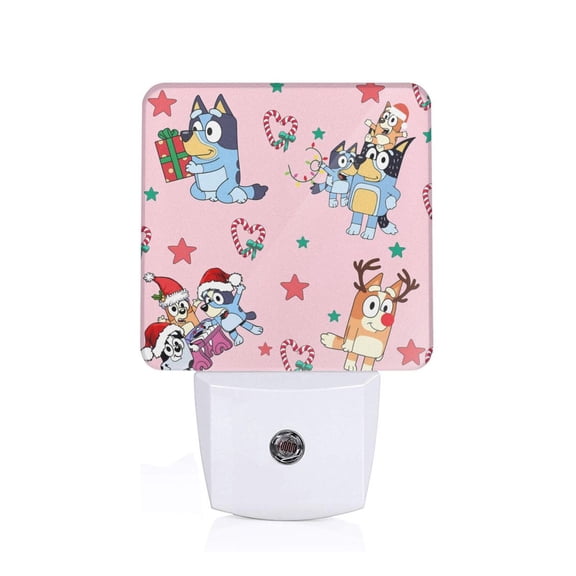 Silaia Bluey Print LED Dimmable Night Light, Plug in Night Light with Dusk to Dawn Sensor,Efficient Decor Desk Lamp,Bright Mini Wall Night Light for Kids Room, Stairway-US