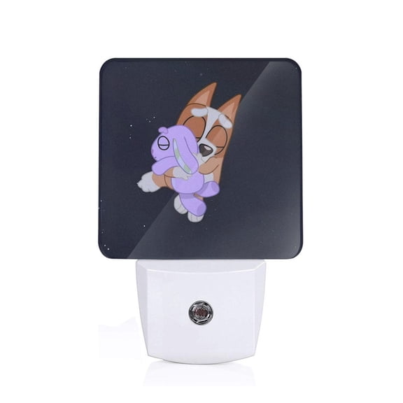 Silaia Bluey Print LED Dimmable Night Light, Plug in Night Light with Dusk to Dawn Sensor,Efficient Decor Desk Lamp,Bright Mini Wall Night Light for Kids Room, Stairway-US