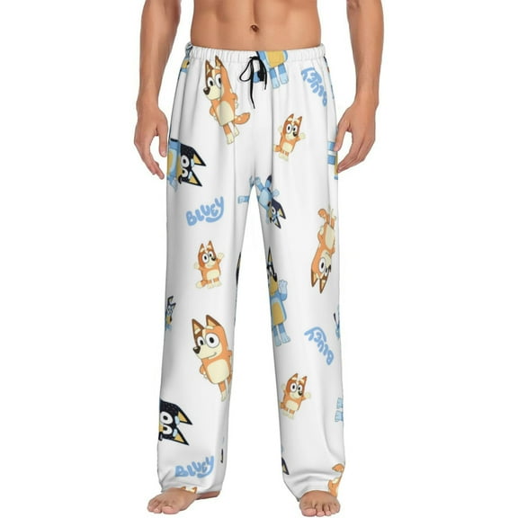 Silaia Bluey Print Mens Pajama Pants,Sleep & Lounge Pants, Men's Pajama Bottoms,PJ Bottoms with Pockets and Drawstring/Elastic Waist-Small