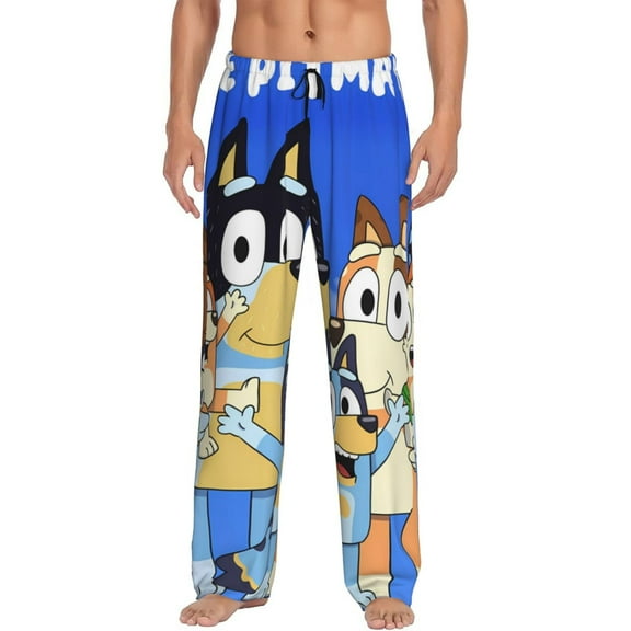 Silaia Bluey Print Mens Pajama Pants,Sleep & Lounge Pants, Men's Pajama Bottoms,PJ Bottoms with Pockets and Drawstring/Elastic Waist-XX-Large