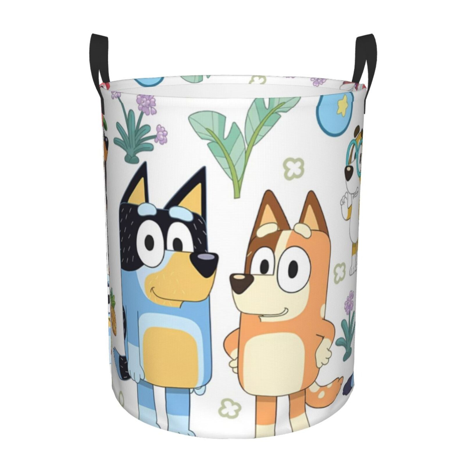 Silaia Bluey Print Round Laundry Clothes Hamper,Laundry Basket with Handles,Baby Toys Storage Organizer,Bins Laundry Basket for Bathroom, Bedroom Decorate-Small