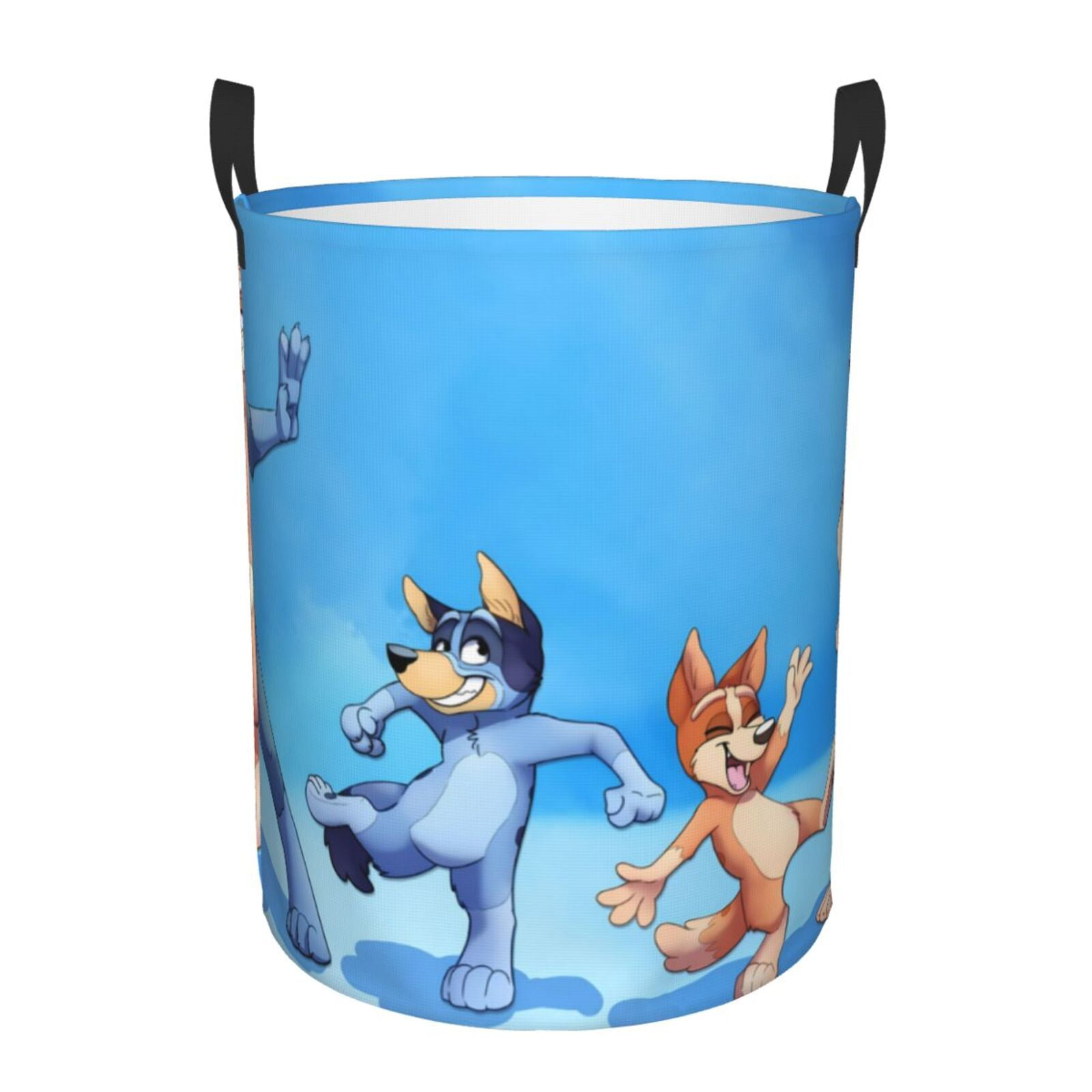 Silaia Bluey Print Round Laundry Clothes Hamper,Laundry Basket with Handles,Baby Toys Storage Organizer,Bins Laundry Basket for Bathroom, Bedroom Decorate-Small