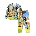 thumbnail image 1 of Silaia Bluey Print Women 2 Piece Pajama Set,Button Down Long Sleeve Sleepwear,Pjs Loungewear Sleepwear,Pj Lounge Sets-Medium, 1 of 7