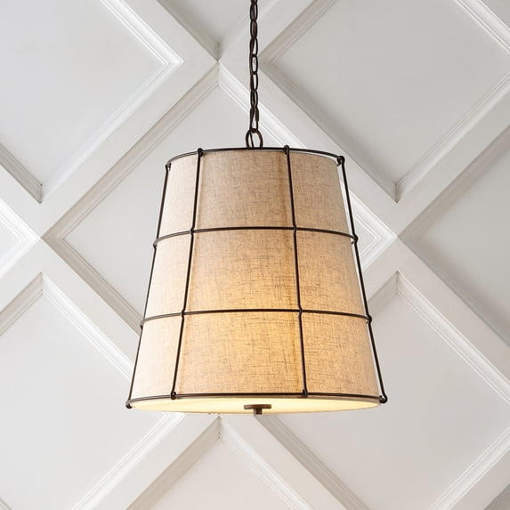 JONATHAN Y Silas 19" 3-Light Rustic Farmhouse Iron LED Pendant, Oil Rubbed Bronze