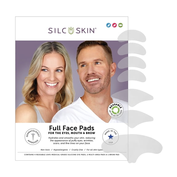 Facial Pad - Full Face Set Reusable Pads, Self-Adhesive Silicone Face Patches, Wrinkle Patches for Face and Eyes - 7 Reusable Face Pads