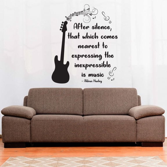 After Silence - Aldous Huxley Music Quotes Music Song Lyrics Festival Concert Wall Art Designs Decor Vinyl Stickers For Musicians Studio Home Cars Rooms Windows Bedroom Decoration Size (30x27 inch)