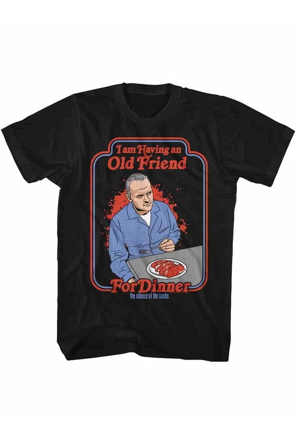 The Silence of the Lambs "Dinner Party" Graphic T-Shirt - 100% Cotton Slim Fit Black Tee with Hannibal Lecter Quote, Movie Quote Gift for Men, Women, Parents & Friends