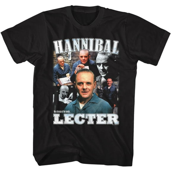 Silence Of The Lambs Hannibal Lecter Collage Black Adult T-Shirt Xt