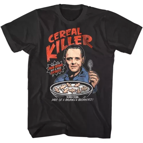 Silence Of The Lambs Men #39 s T Shirt Cereal Killer Hannibal Lecter 1991