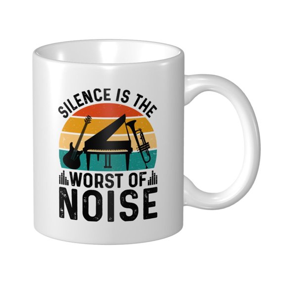 Silence is the Worst of Noise Ceramic Coffee Mug, Funny Tea Cup - Motivational Inspirational Gift for Men & Women - Sarcastic Office Mug for Friend, Coworker, Family