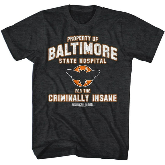Silence of the Lambs Baltimore State Black Heather Adult T-Shirt