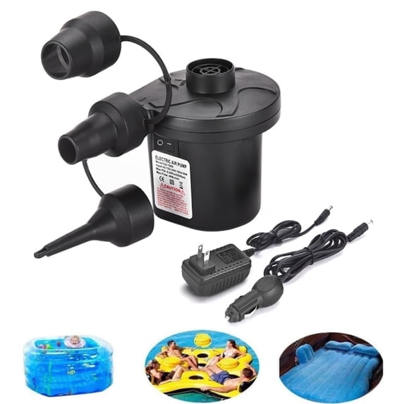 Air Pump with 3 Nozzles Electric Air Pump Portable Quick-Fill Inflator Pumps ,Black