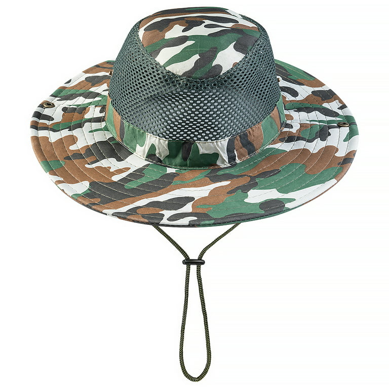 Silensys Camo Boonie Hat for Men Women Bucket Hats Wide Brim Breathable Sun  Cap Camouflage for Hunting Safari Fishing (Camo Mesh Black)