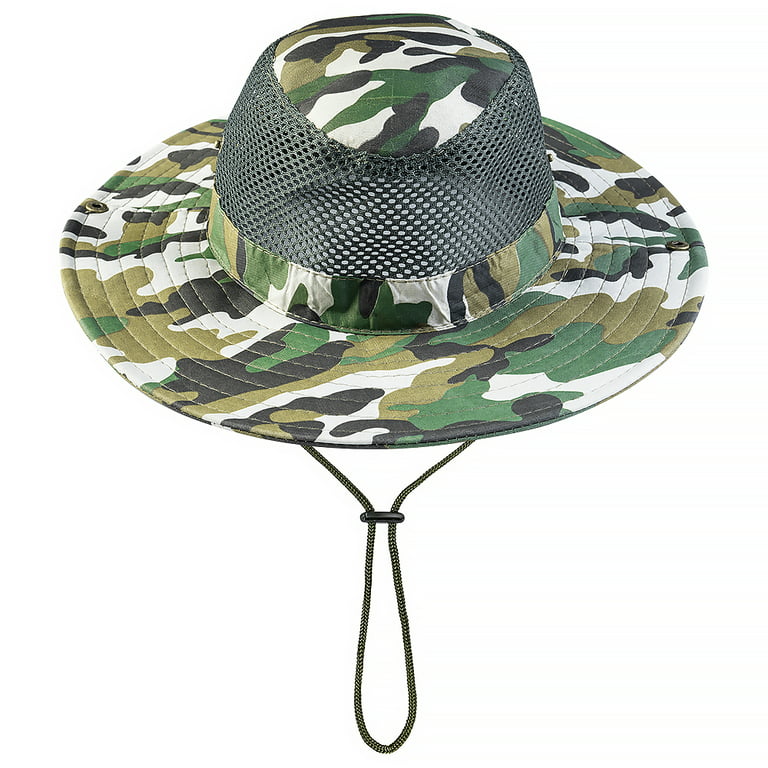 Silensys Camo Boonie Hat for Men Women Bucket Hats Wide Brim Breathable Sun  Cap Camouflage for Hunting Safari Fishing (Camo Mesh Green)
