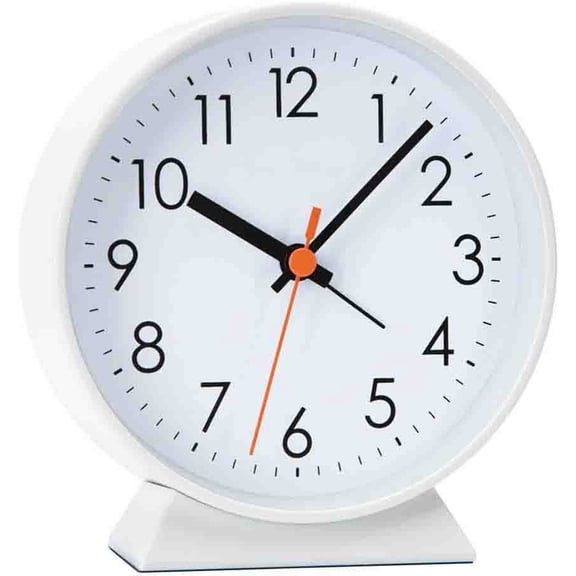 Silent Alarm Clock,Ascending Sound,Battery Operated,Snooze Light,Bedside Desk Clock,White