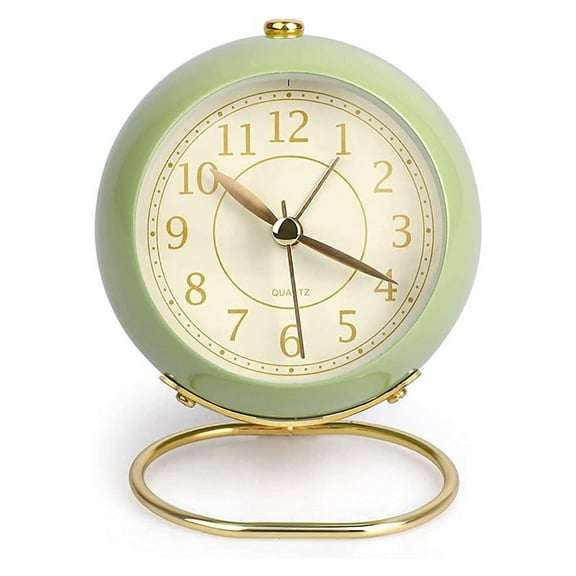 Silent Alarm Clock Bedside Small Table Non Ticking Analogue Retro with Light Button for Desk
