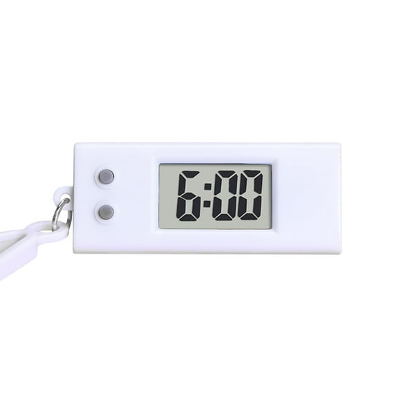 Silent Alarm Clock, Keychain Display, 2X1 in Portable Frame, Mini Digital Clock, Electronic Timing, Everyday Carry, Pure White, 1 Pc