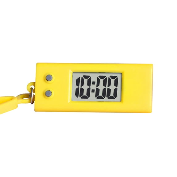 Silent Alarm Clock, Mini Digital Clock, Keychain Display, 2X1 In, Yellow Plastic, Portable Timing, Daily Outing, 1 Pc