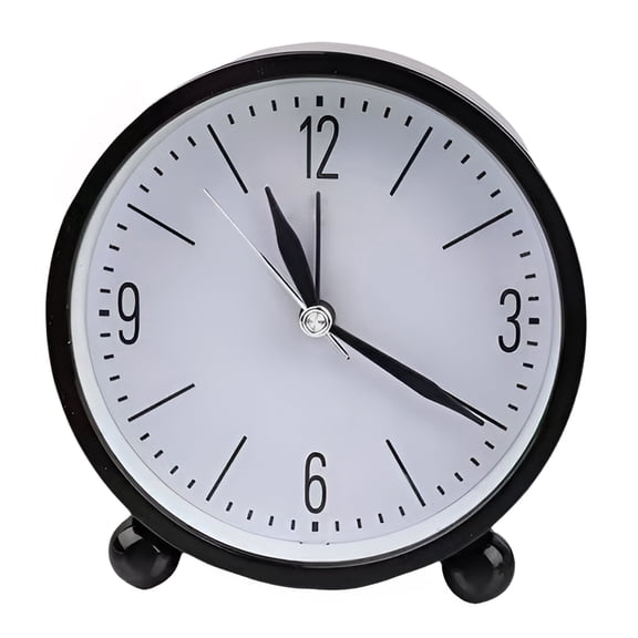 Silent Alarm Clock Non-Ticking Analog Quartz, Small Bedside Table Clock with Night Light & Battery Operated, Simple Desk Clock for Bedroom Living Room Office, Modern Quiet Sweep Desktop Timepiece