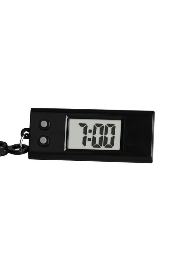 Silent Alarm Clock, Small Clock Digital, 1.9X0.9 In, Portable Timepiece, Keychain Display, Backpack Carry, Glossy Black, 1 Pc
