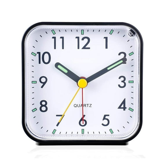 Silent Analog Alarm Clock Non Ticking, Gentle Wake, Beep Sounds, Increasing Volume, Battery Operated Snooze and Light Functions, Easy Set