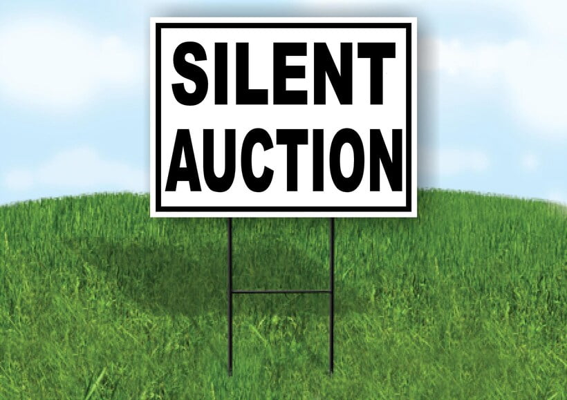 Silent Auction Black Border Yard Sign Road Sign (Excluding Stand) SIZE ...