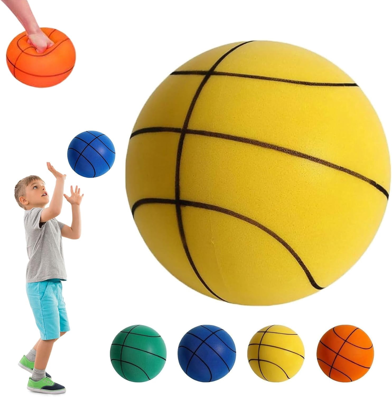 Ballon De Basket Silencieux En Mousse Haute Densité - Taille 7, 300 G - Pour Entraînement En Intérieur Sans Bruit - 6