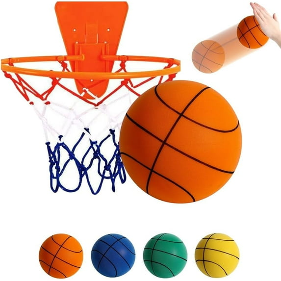 Silent Basketball with Basketball Hoop, 2024 Silent Basketball Lightweight Low Noise Basketball Foam Sports Balls, High-Density Foam Ball Indoor Training Ball for Kids Indoor Activities-Orange