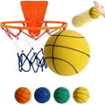 thumbnail image 1 of Silent Basketball with Basketball Hoop, 2024 Silent Basketball Lightweight Low Noise Basketball Foam Sports Balls, High-Density Foam Ball Indoor Training Ball for Kids Indoor Activities-Yellow, 1 of 9