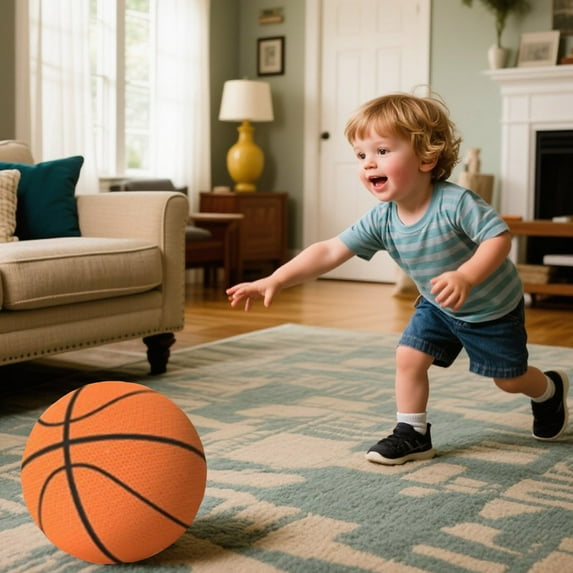 Silent Basketball for Home Play, Quiet Basketball, Indoor No Noise Foam Basketballs with Cover, HigherBounce Soundless Basketballs for Quiet Dribbling and Indoor Training 1PCS