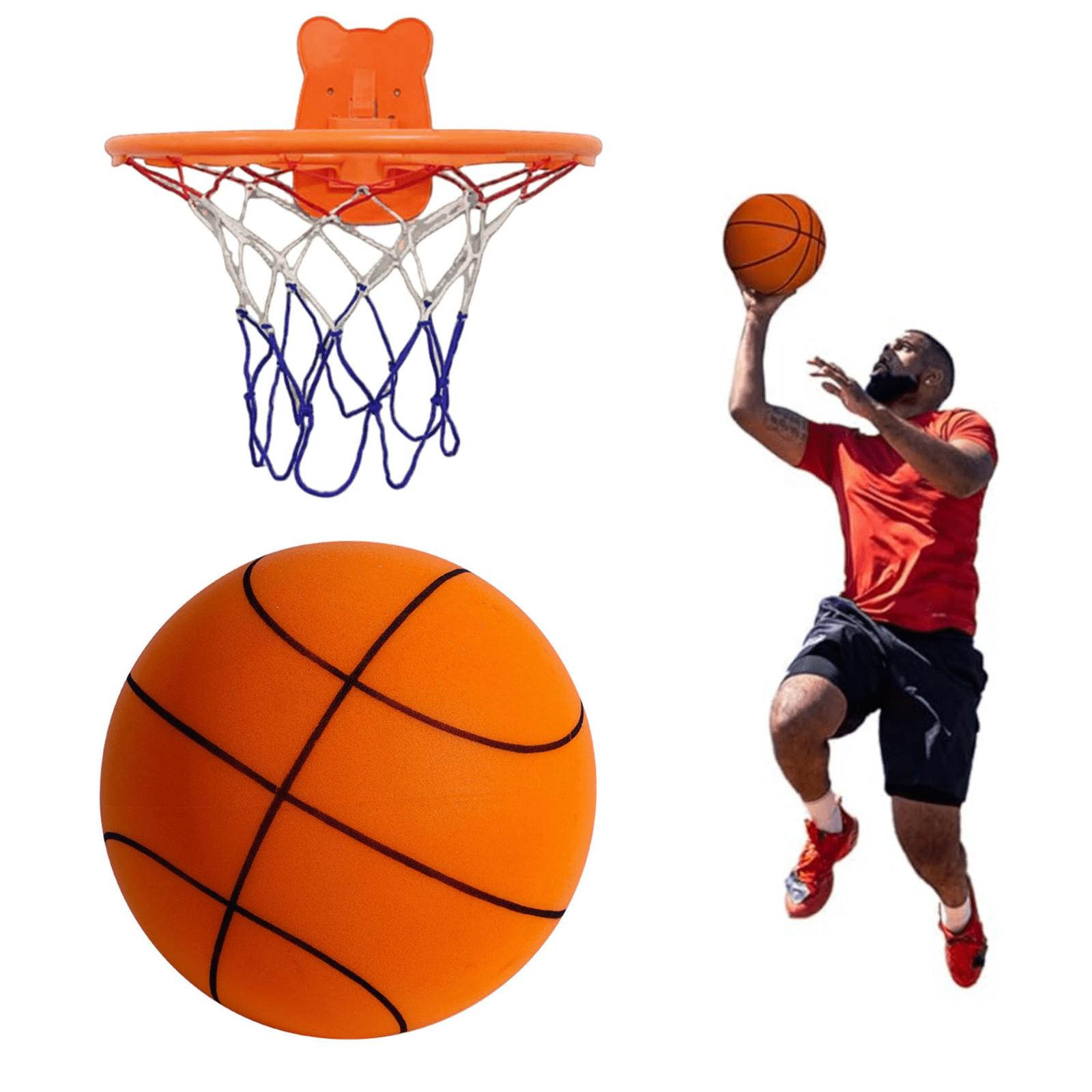 Practice Hoop Basketball Training Gift Set Silent Foam Basketball & Hoop Set - High ...