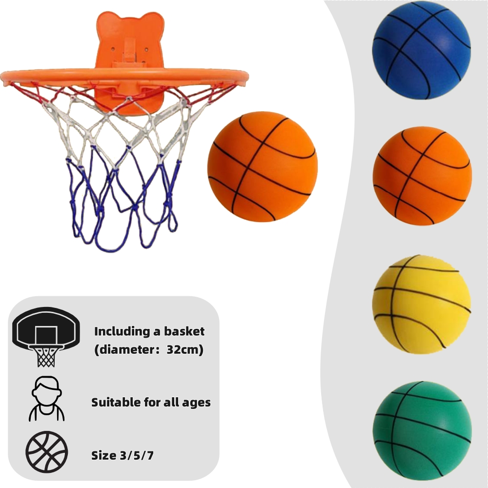 Ballon De Basket Silencieux En Mousse Haute Densité - Taille 7, 300 G - Pour Entraînement En Intérieur Sans Bruit