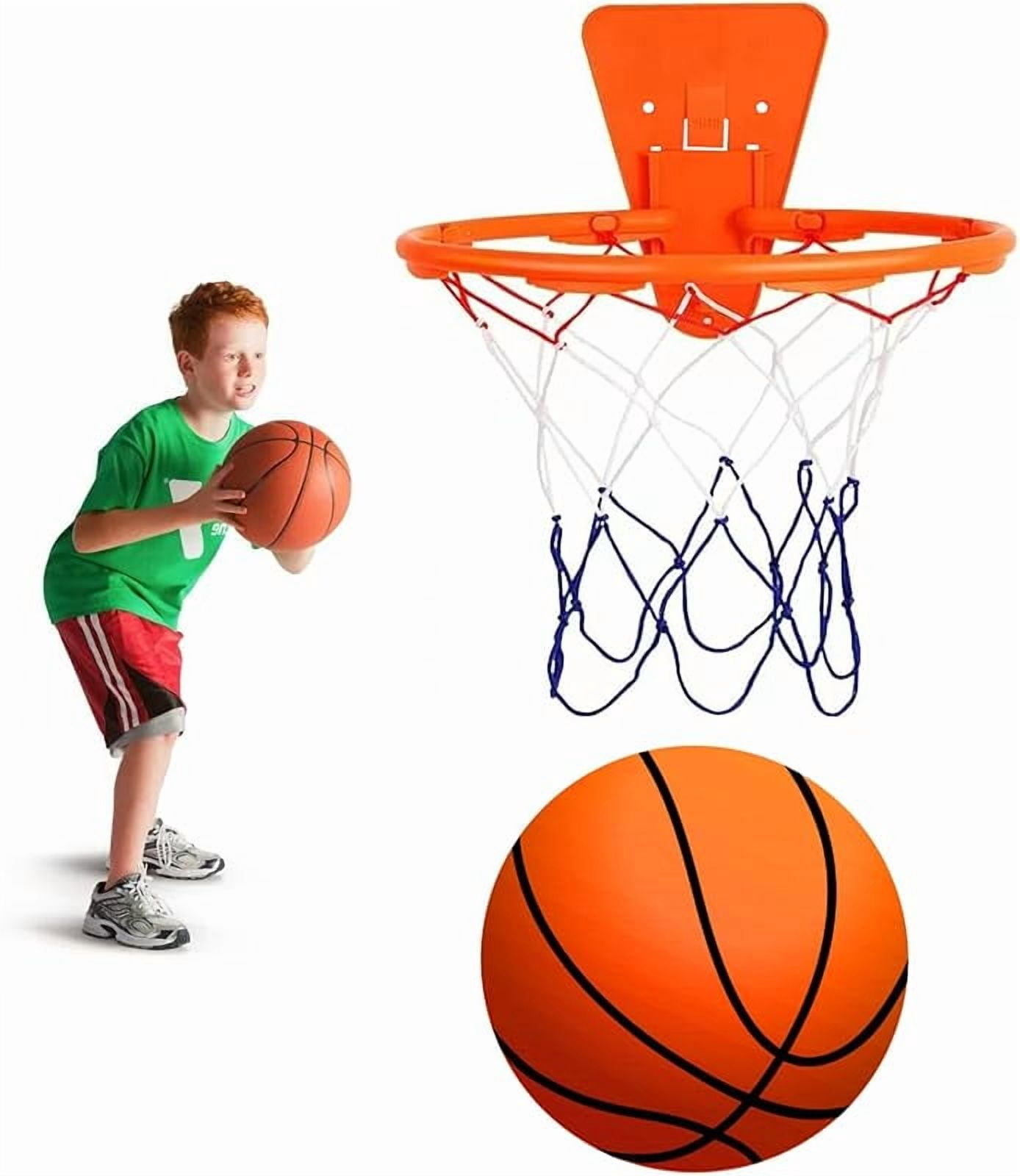 Silent Basketball and Hoop Set, Indoor Silent Basketball, 2025 Upgrade Quiet Foam Indoor Training Ball with Wall Mount Hoop, No Noise with Foldable Hoop, Ball Frame for Kids Teens Adult (No.5/11.8in)