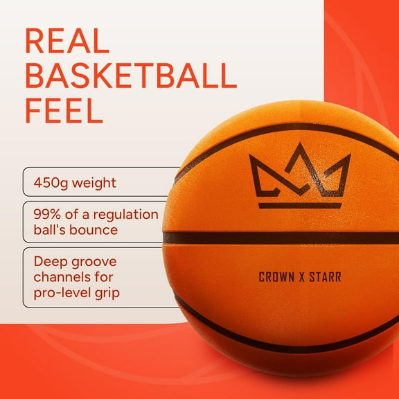 Silent Basketball PRO  Size  (29.5") | 450g Airless Indoor Basketball for Quiet Training  Deep Grooved, High-Density Foam, Never Deflated