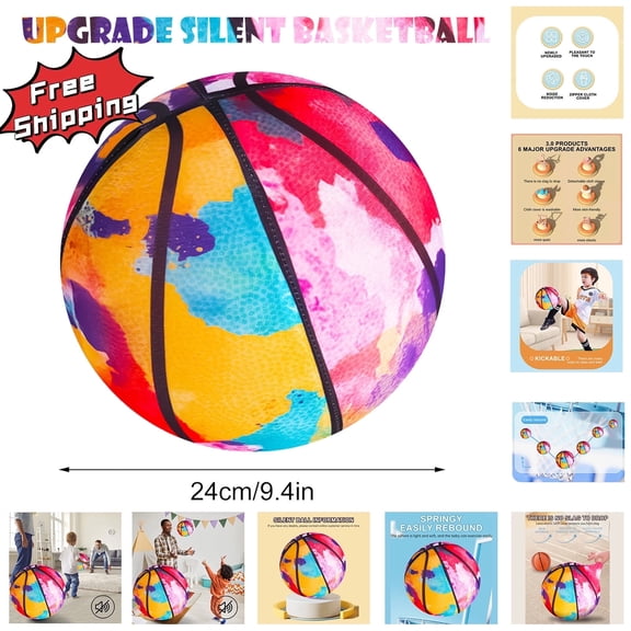 Silent Basketball, Silent Basketball Indoor, 2025 Upgrade Dribble Dream Basketball, Foam Basketball Indoor Training Ball for Various Indoor Activities(24in, Colorful)