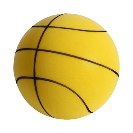 Silent Basketball- Soft Foam Indoor Hoop Play | Soundless Ball for Quiet Dribbling and Indoor Training Yellow