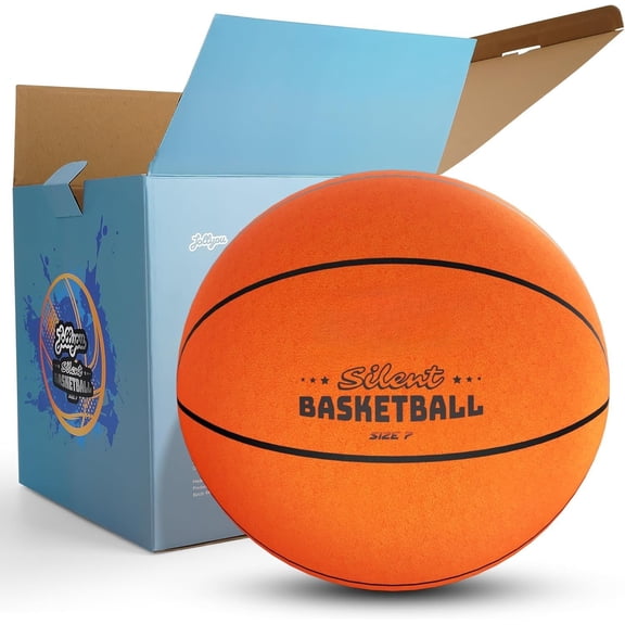Silent Basketball Size 7 (29.5"), Airless Indoor Basketball for Quiet Dribbling , High-Bounce Ball in Box, Non-Compressed Packaging