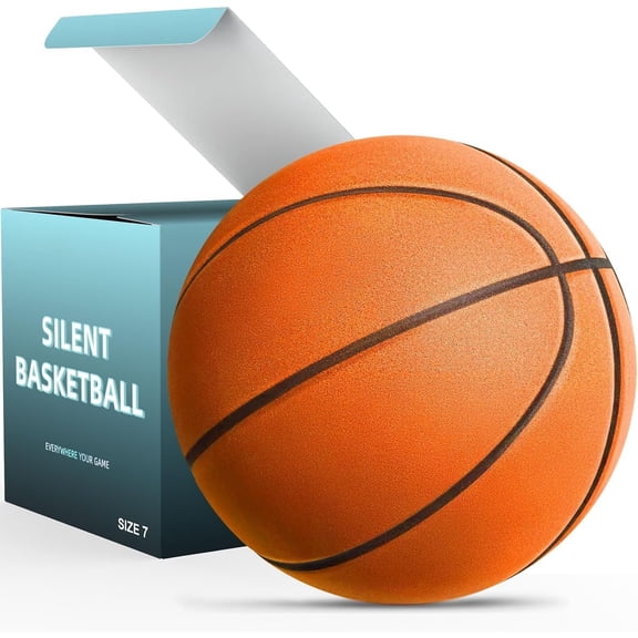 Silent Basketball Size 7 (29.5") - Grooved Airless Indoor Basketball for Quiet Dribbling and Indoor , PU Material - Achieve Real Feel Higher Bounce Quieter