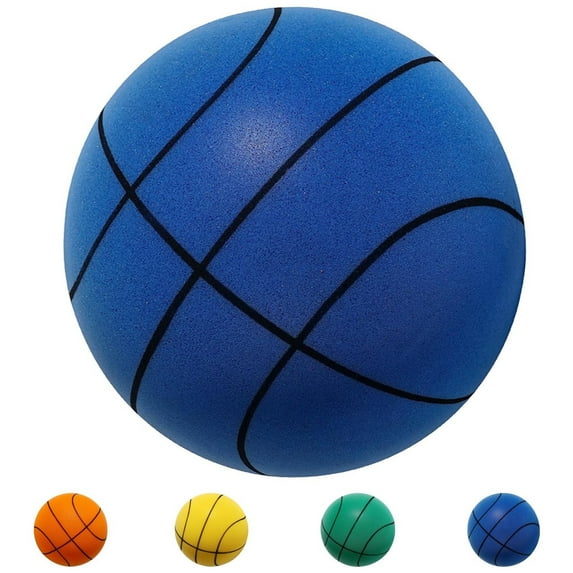 Silent Basketball Size 7 | Silent Toy Ball for Kids and Adults | Indoor High Elastic Foam Basketball Dribbling | Silent Basketball Toy Basketball Training Accessories(Blue wireframe)