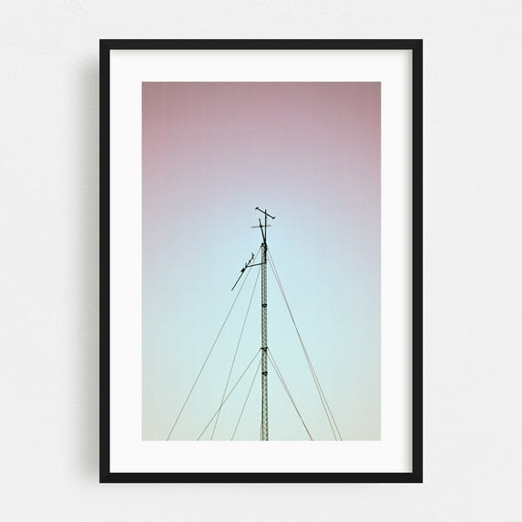 Silent Broadcast - Buenos Aires Argentina Photography Minimalist Pastel Architecture Skyline Abstract Vintage Art Deco Black Framed Wall Art Print 12 x 18 inches