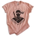 thumbnail image 1 of Silent But Deadly Ninja T-shirt, Unisex Women's Men's Shirt, Funny Ninja Martial Arts, Heather Sunset, Large, 1 of 6